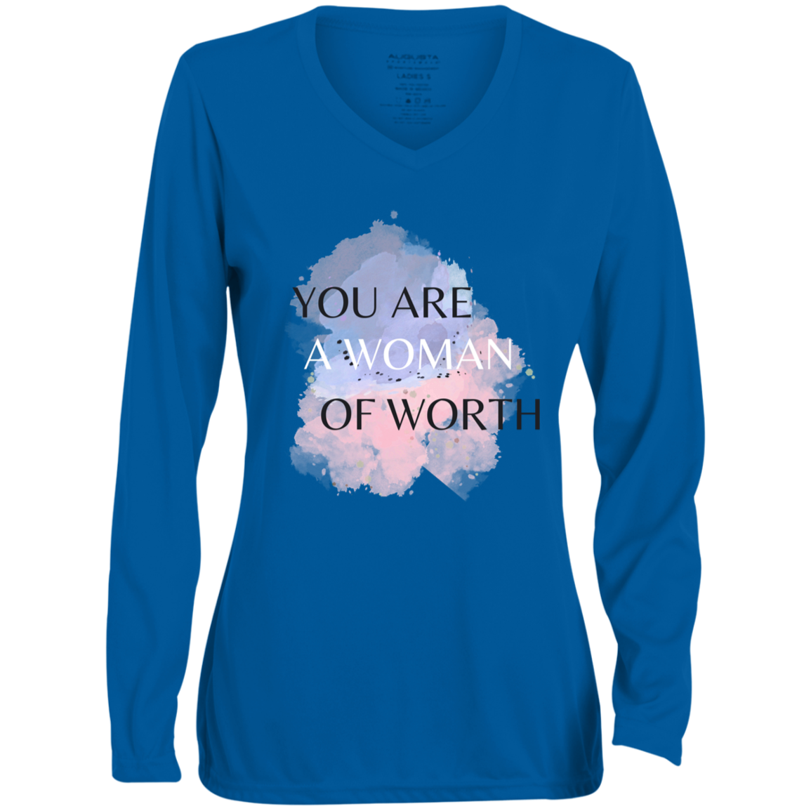 WOMAN OF WORTH Moisture-Wicking Long Sleeve V-Neck Tee