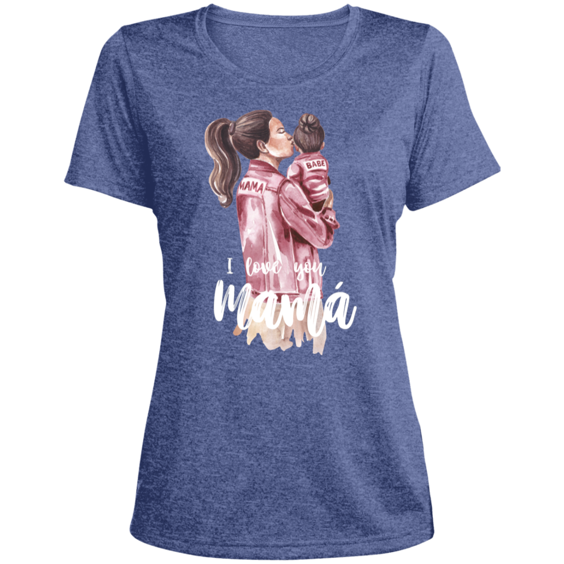 I LOVE YOU MOMMA Heather Scoop Neck Performance Tee (Girl)