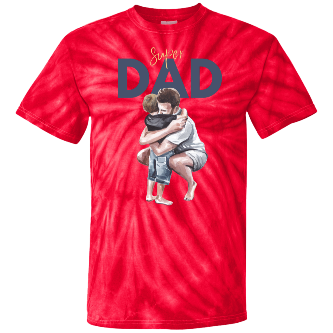 Super Dad Hugging 100% Cotton Tie Dye T-Shirt