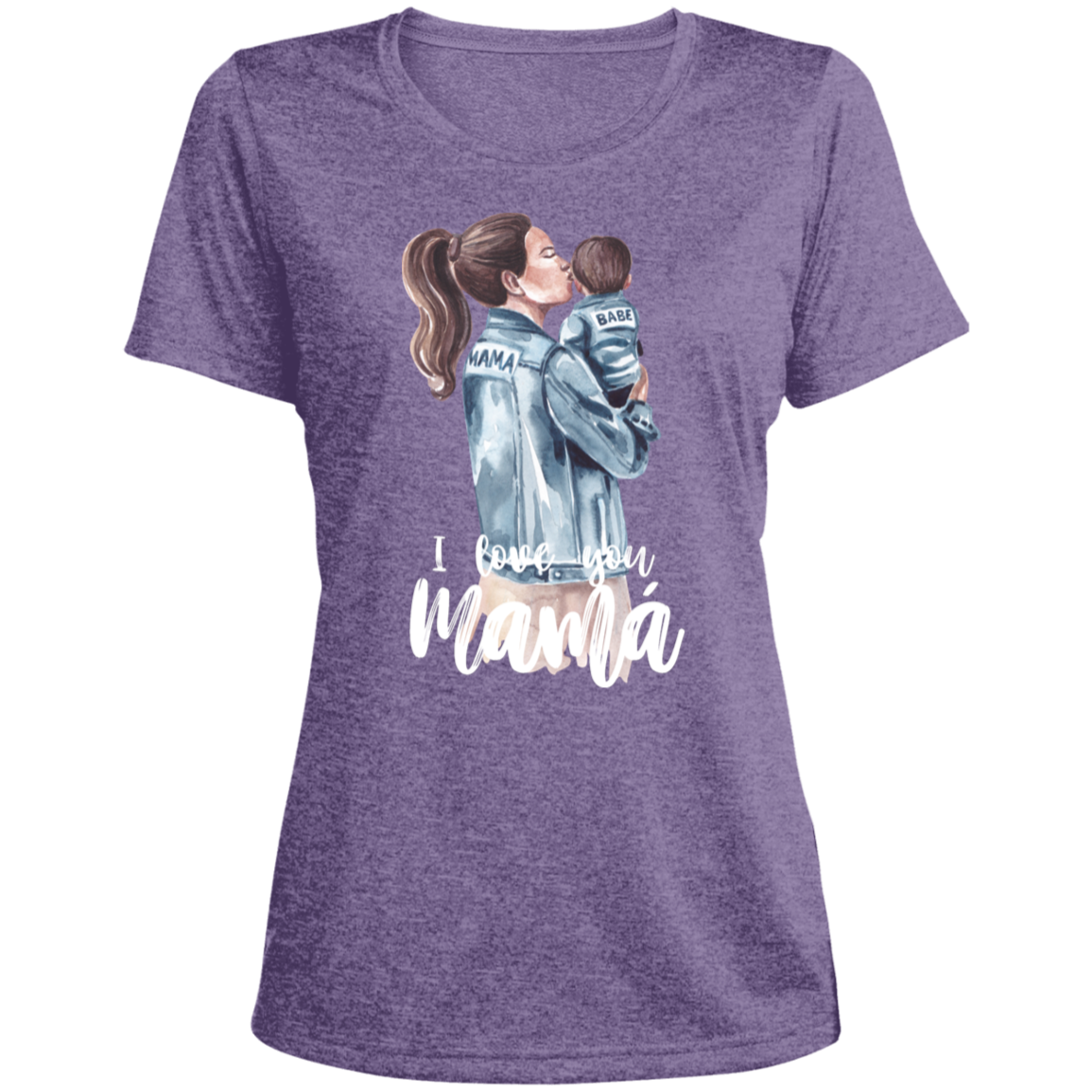 I LOVE YOU MOMMA Heather Scoop Neck Performance Tee (Boy)