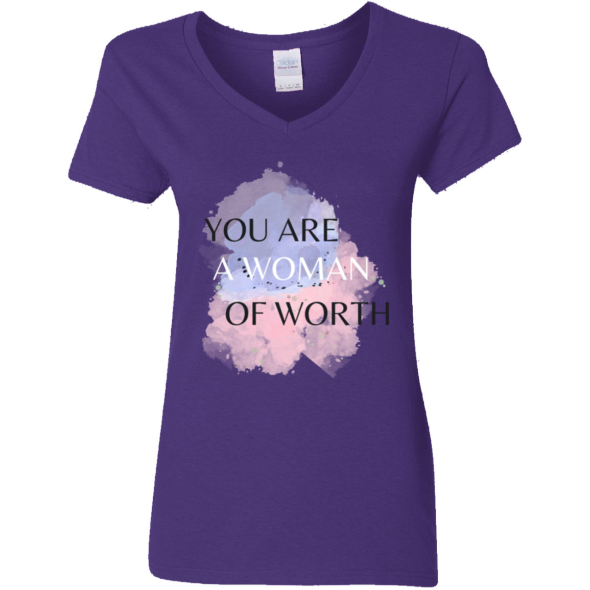 WOMAN OF WORTH 5.3 oz. V-Neck T-Shirt