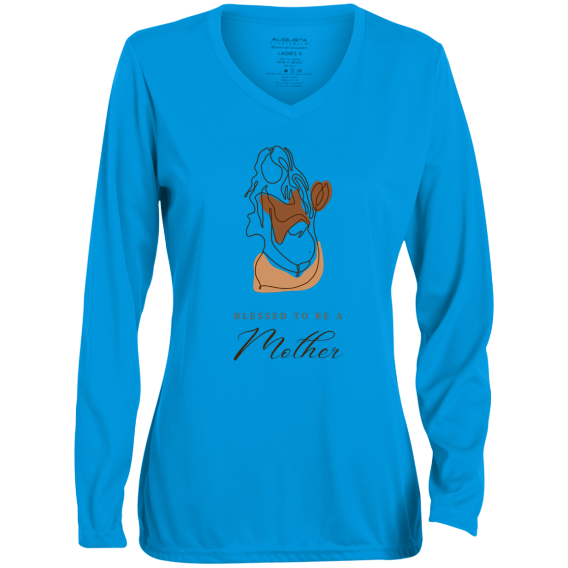 BLESSED TO BE A MOTHER Moisture-Wicking Long Sleeve V-Neck Tee