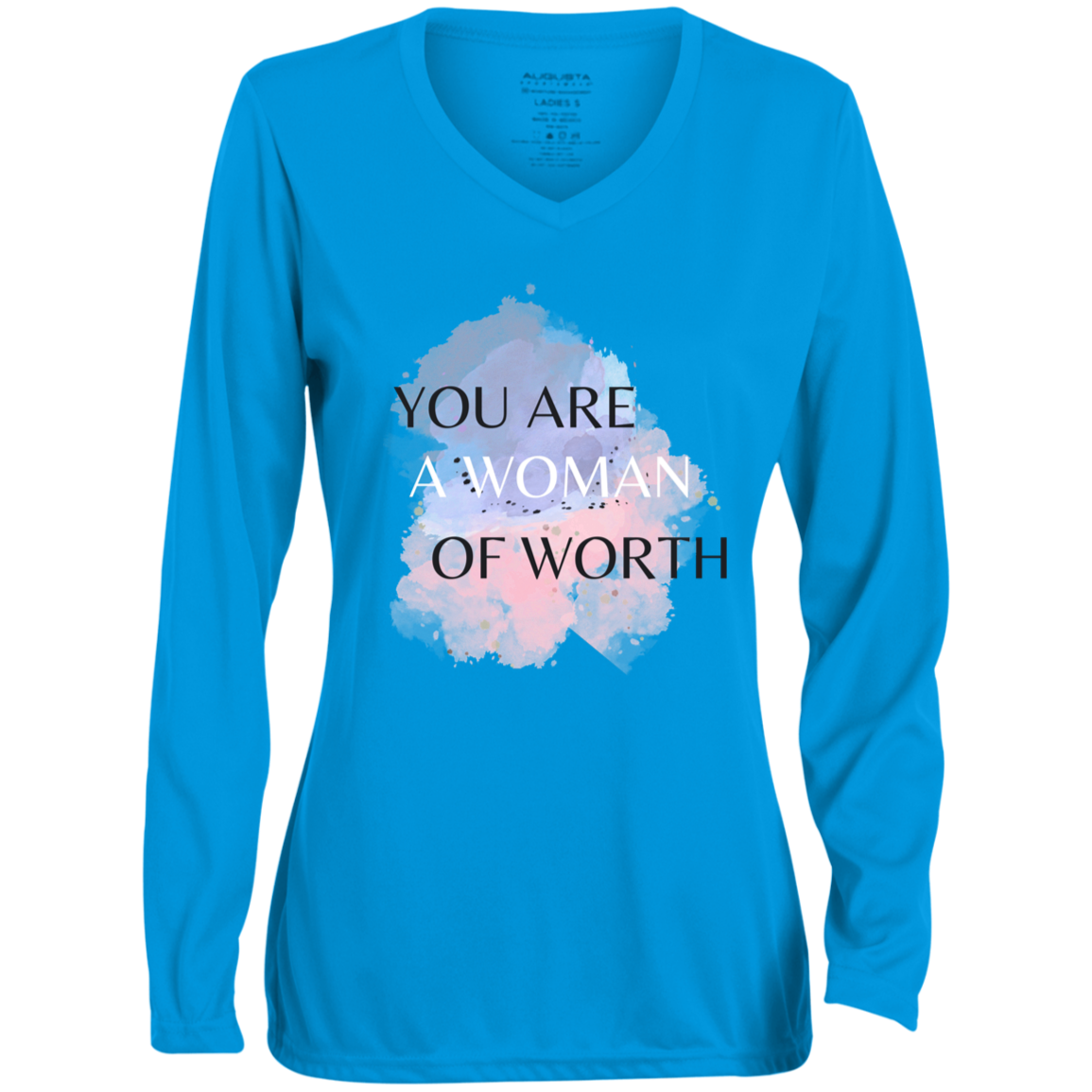 WOMAN OF WORTH Moisture-Wicking Long Sleeve V-Neck Tee