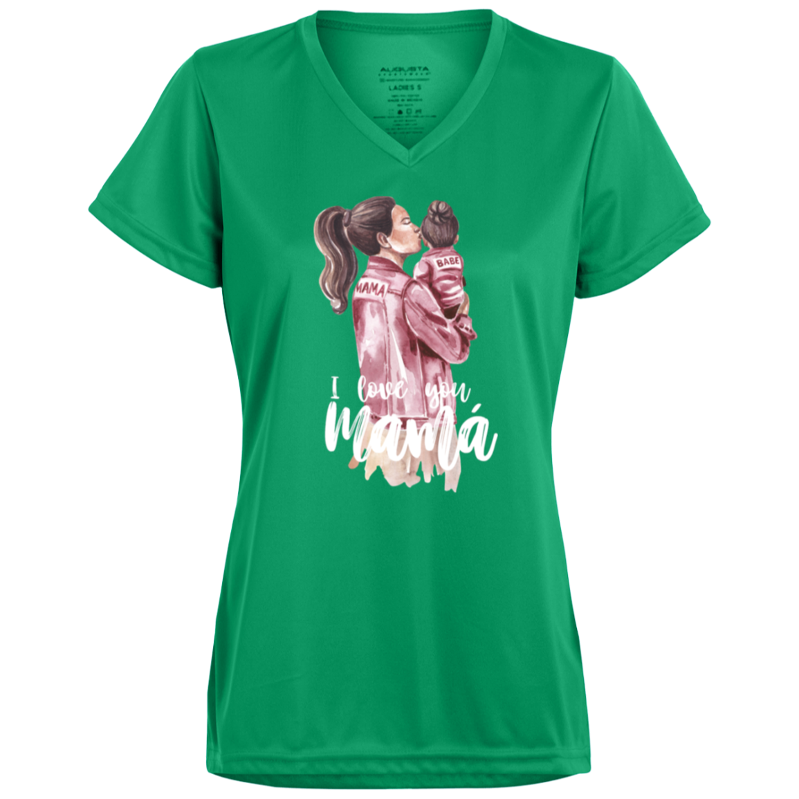 I LOVE YOU MOMMA Moisture-Wicking V-Neck Tee (Girl)