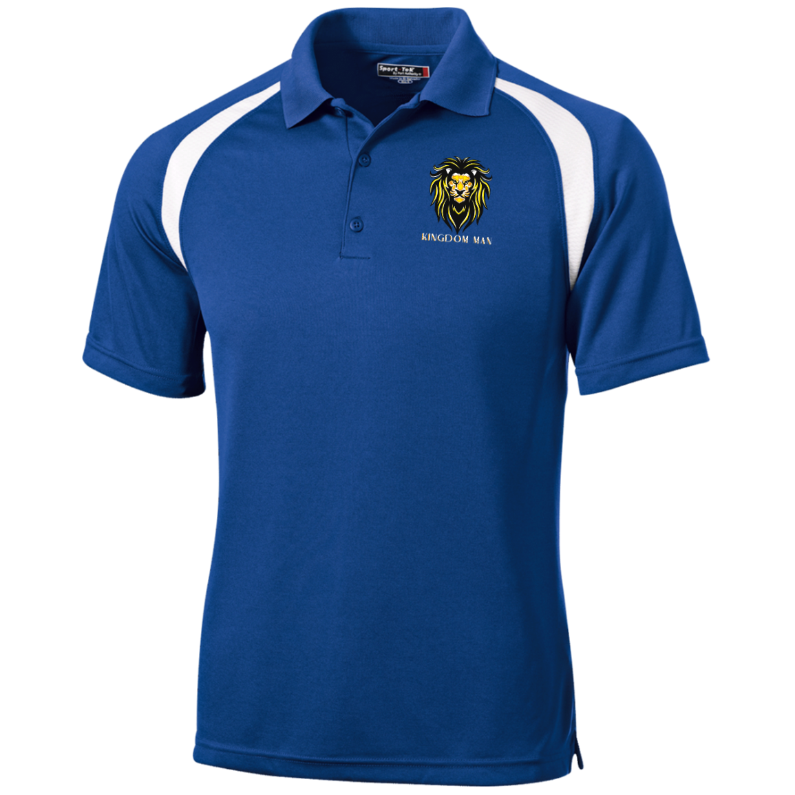 KINGDOM MAN Moisture-Wicking Tag-Free Golf Shirt (White Logo Accent)