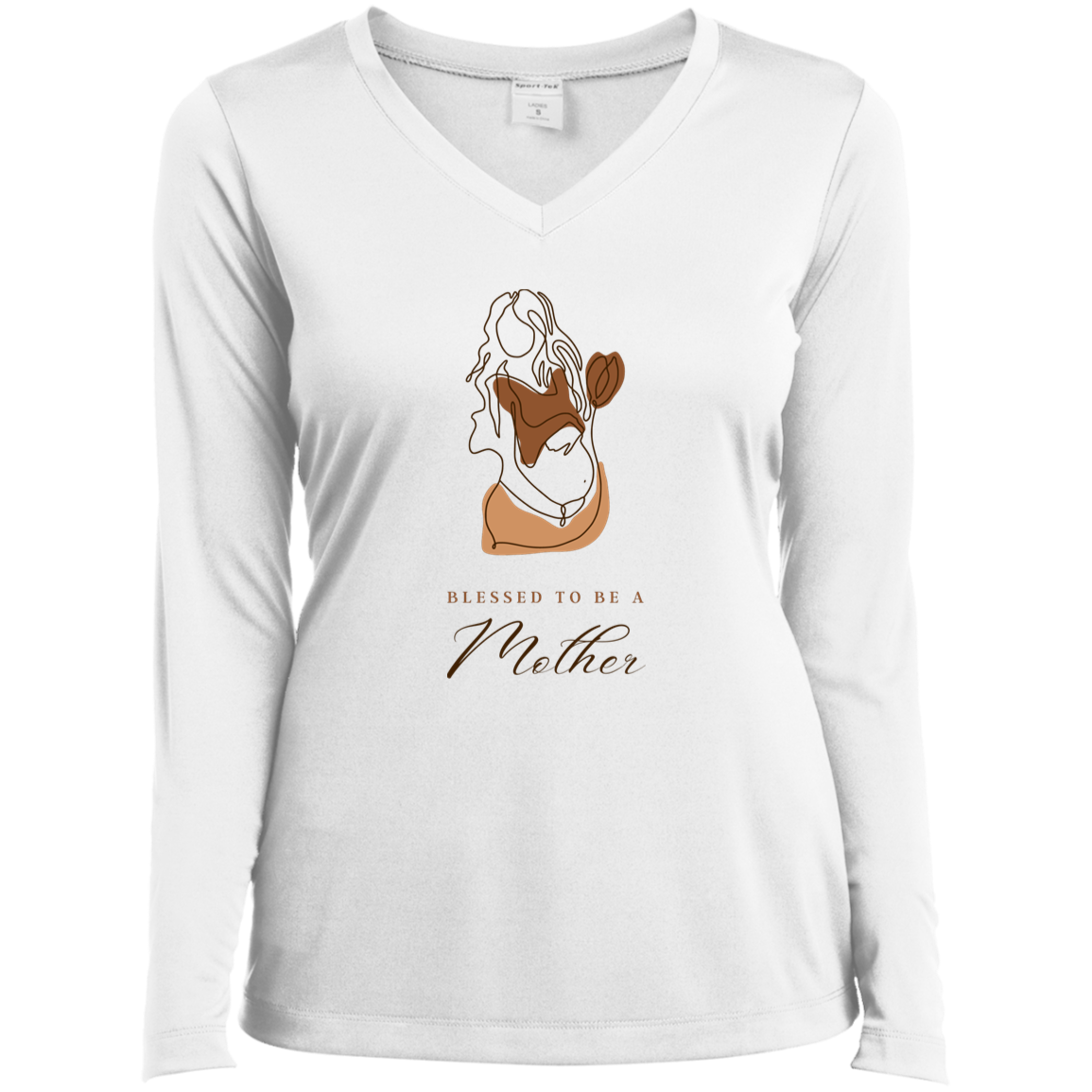 BLESSED TO BE A MOTHER Long Sleeve Performance V-Neck Tee