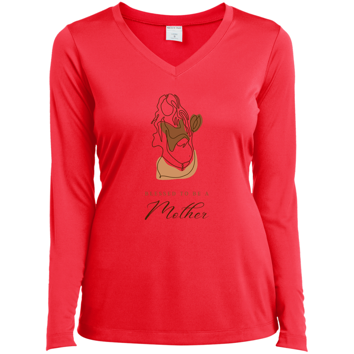 BLESSED TO BE A MOTHER Long Sleeve Performance V-Neck Tee
