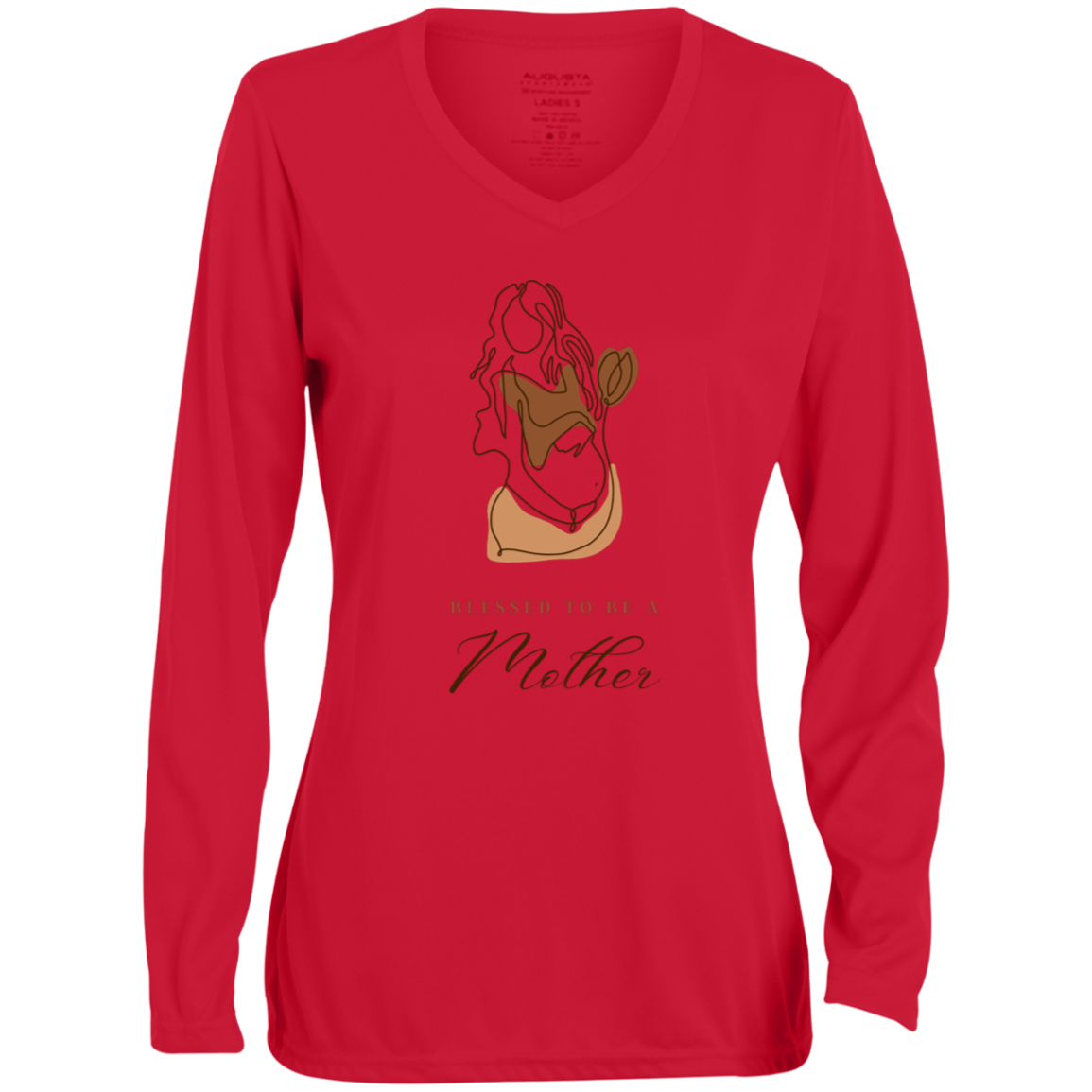 BLESSED TO BE A MOTHER Moisture-Wicking Long Sleeve V-Neck Tee