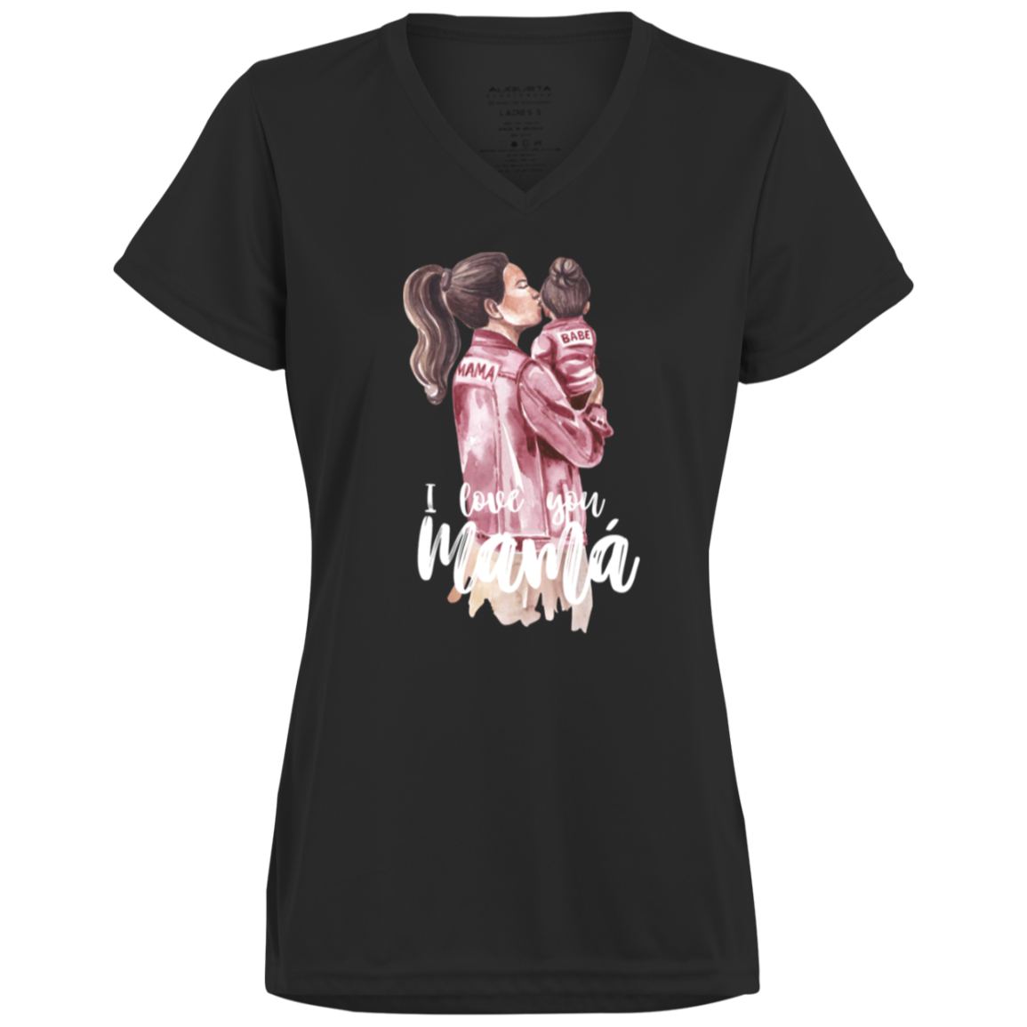 I LOVE YOU MOMMA Moisture-Wicking V-Neck Tee (Girl)