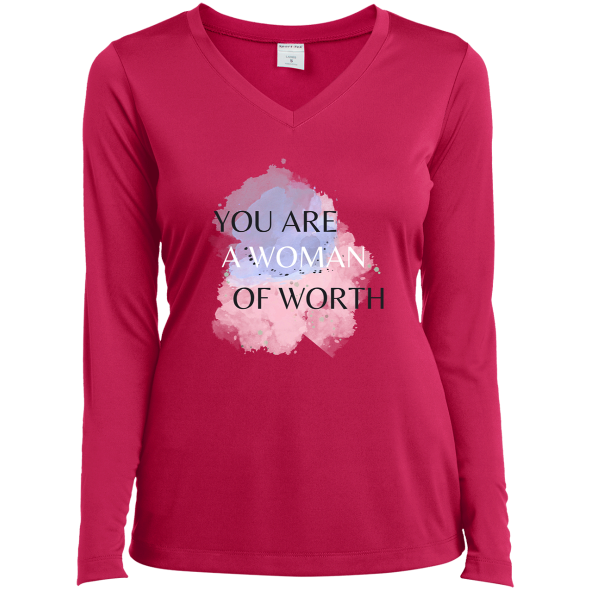 WOMAN OF WORTH Long Sleeve Performance V-Neck Tee