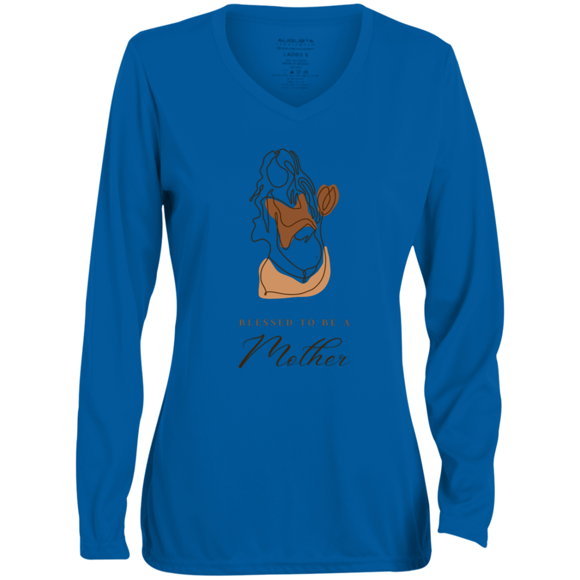 BLESSED TO BE A MOTHER Moisture-Wicking Long Sleeve V-Neck Tee