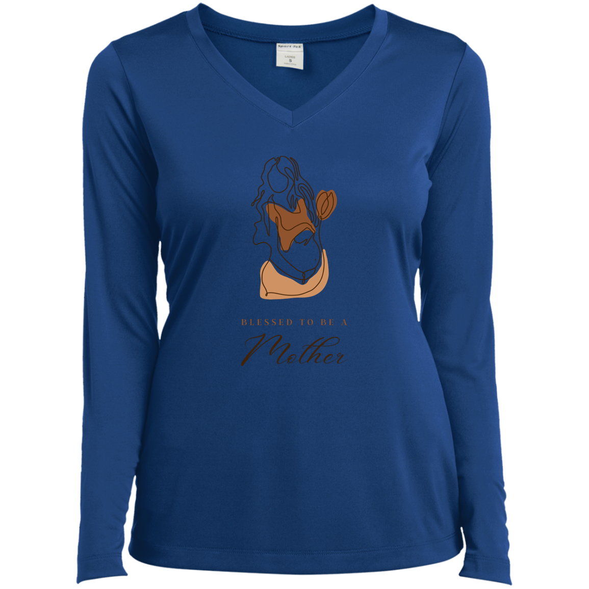 BLESSED TO BE A MOTHER Long Sleeve Performance V-Neck Tee