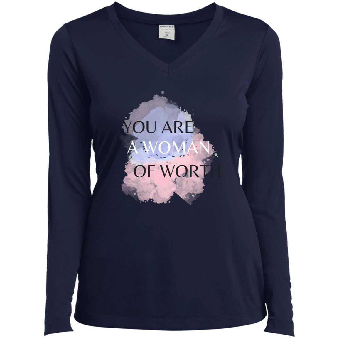 WOMAN OF WORTH Long Sleeve Performance V-Neck Tee