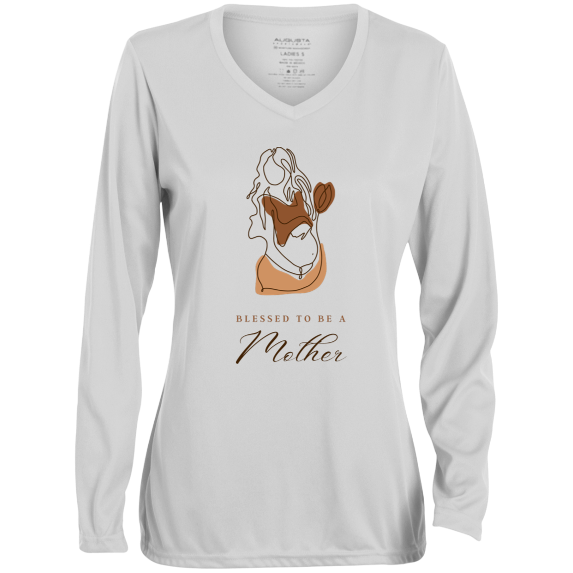 BLESSED TO BE A MOTHER Moisture-Wicking Long Sleeve V-Neck Tee