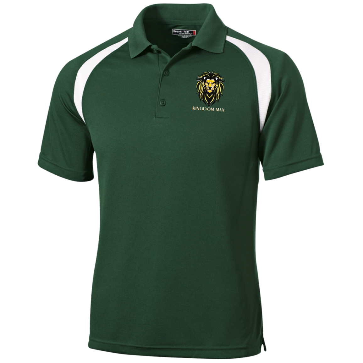 KINGDOM MAN Moisture-Wicking Tag-Free Golf Shirt (White Logo Accent)