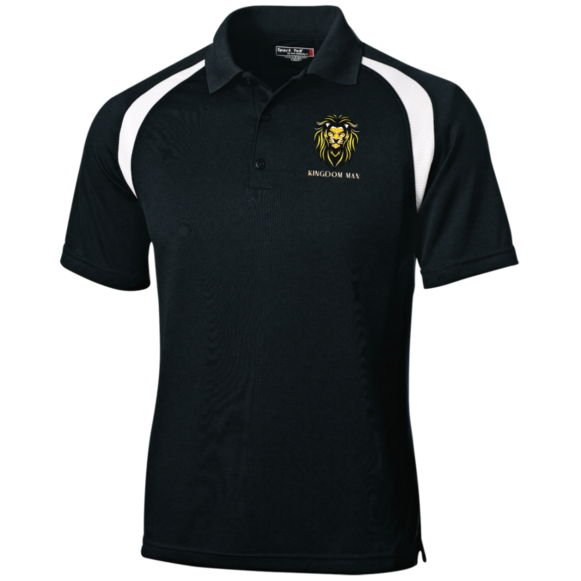 KINGDOM MAN Moisture-Wicking Tag-Free Golf Shirt (White Logo Accent)