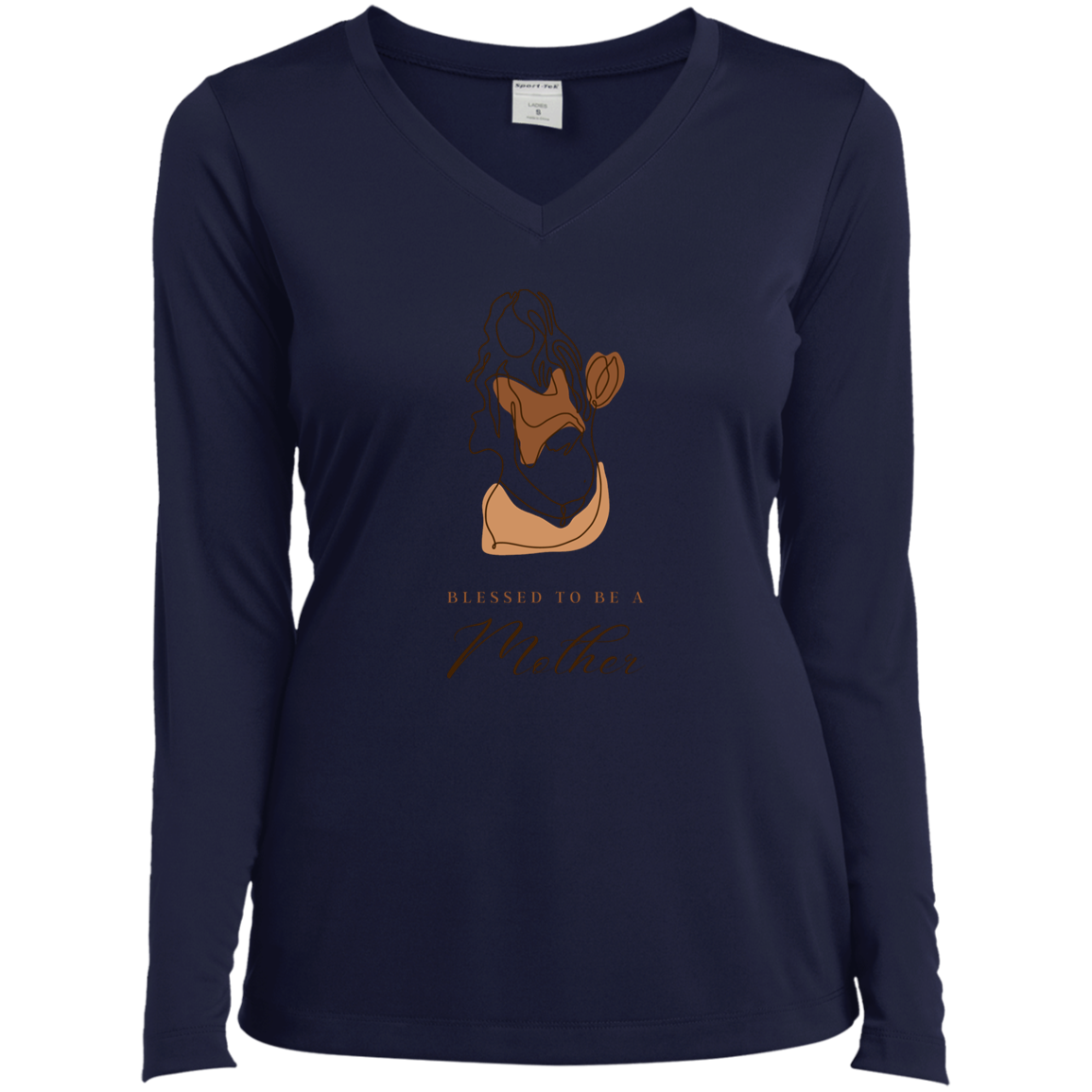 BLESSED TO BE A MOTHER Long Sleeve Performance V-Neck Tee