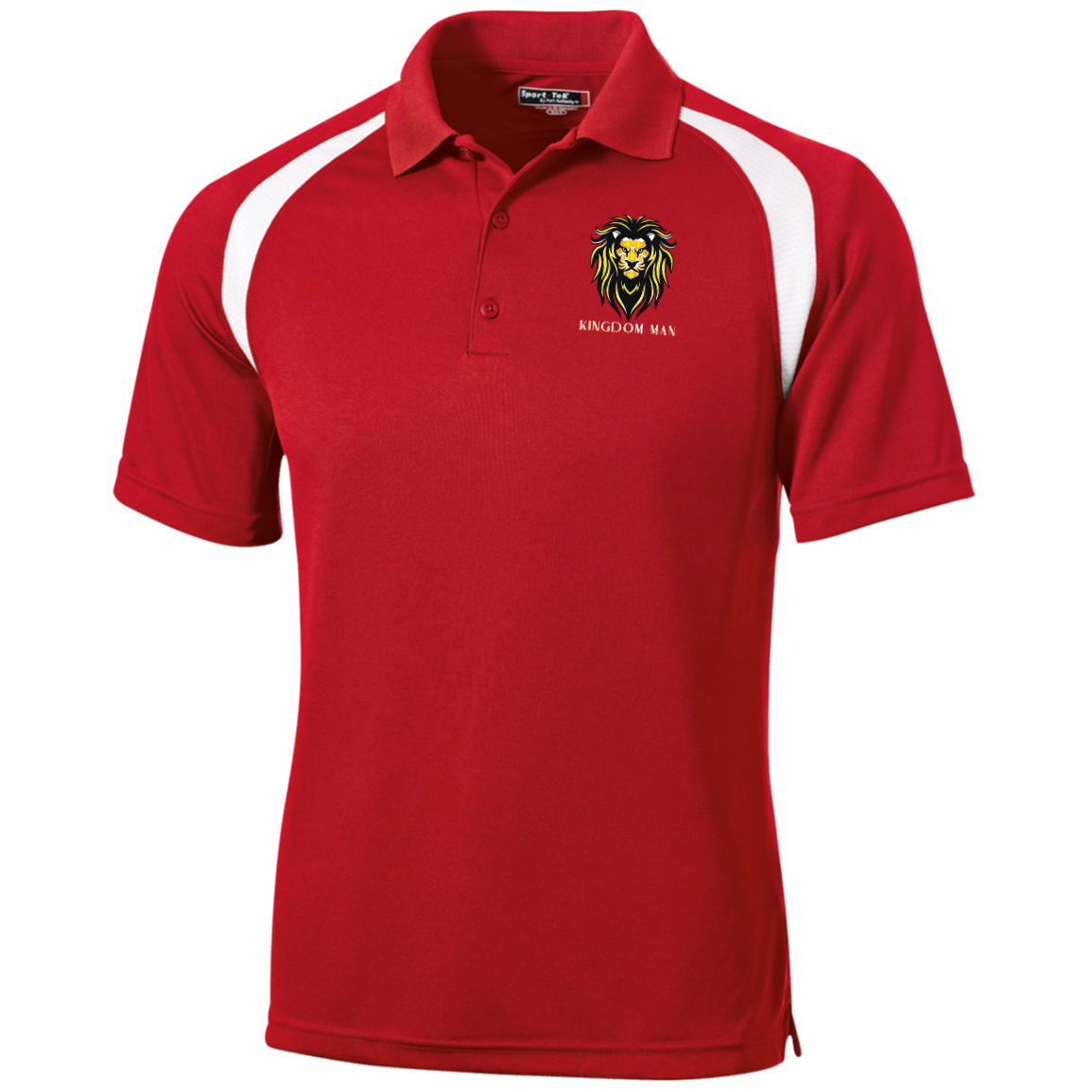 KINGDOM MAN Moisture-Wicking Tag-Free Golf Shirt (White Logo Accent)