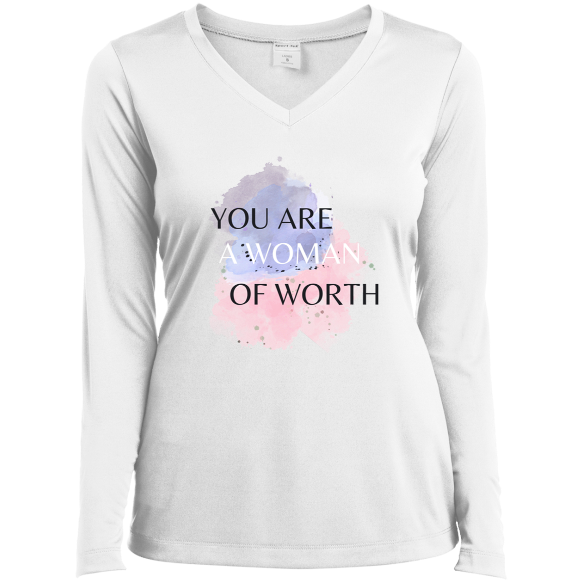 WOMAN OF WORTH Long Sleeve Performance V-Neck Tee
