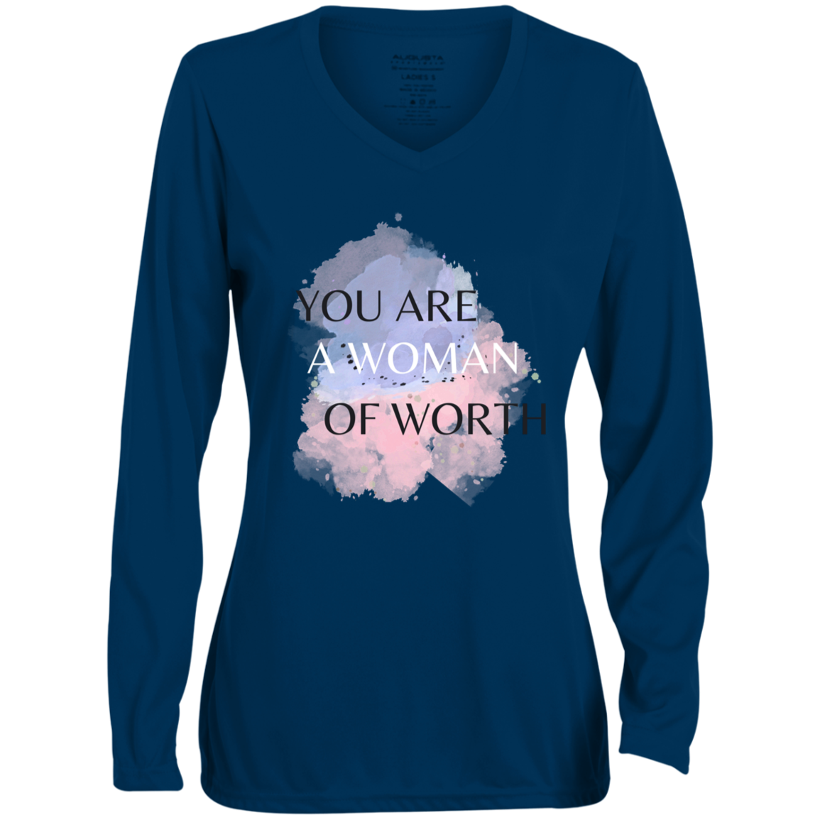 WOMAN OF WORTH Moisture-Wicking Long Sleeve V-Neck Tee