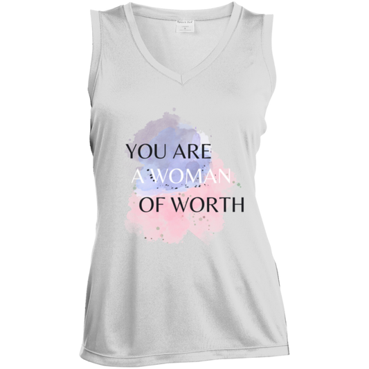 WOMAN OF WORTH Sleeveless V-Neck Performance Tee