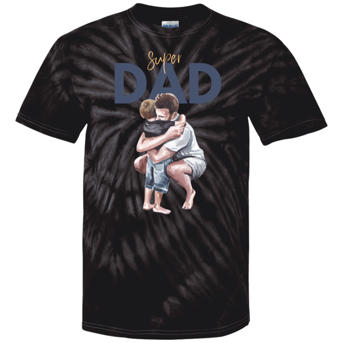 Super Dad Hugging 100% Cotton Tie Dye T-Shirt