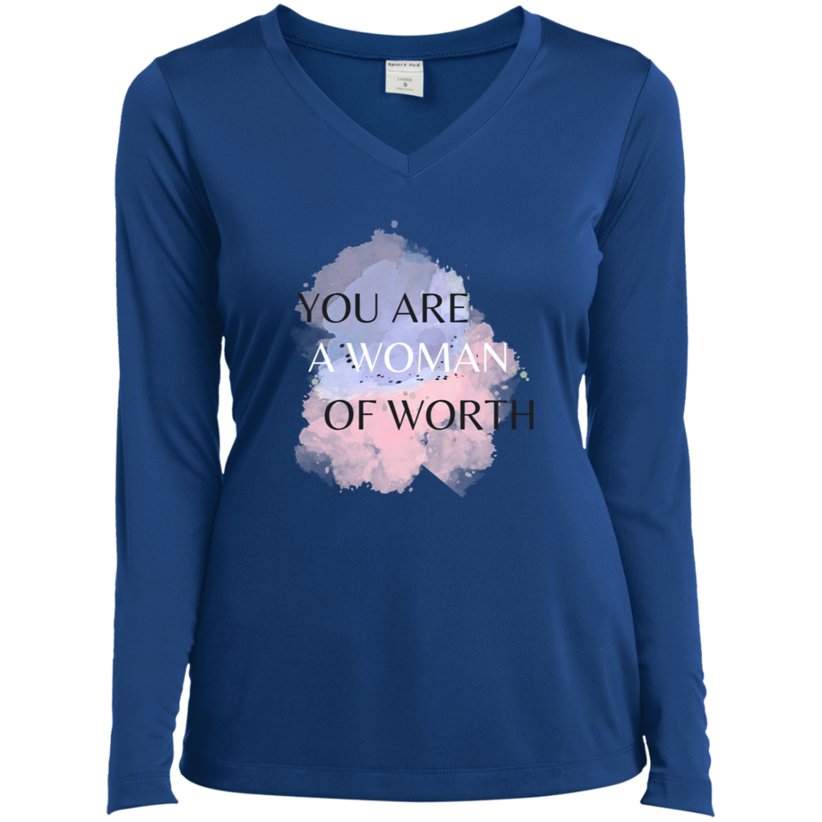 WOMAN OF WORTH Long Sleeve Performance V-Neck Tee