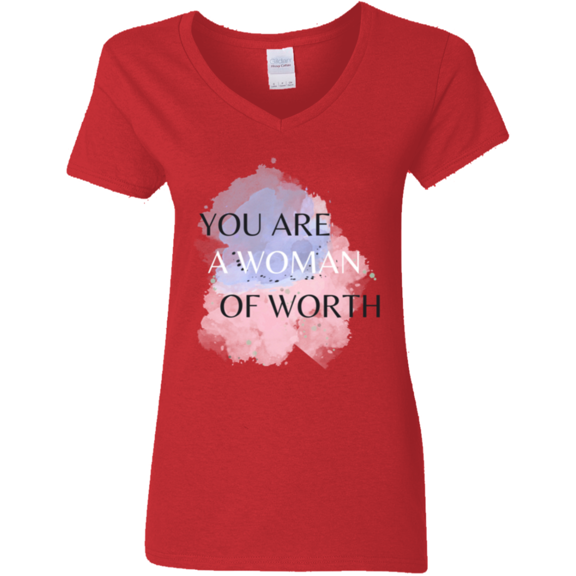WOMAN OF WORTH 5.3 oz. V-Neck T-Shirt