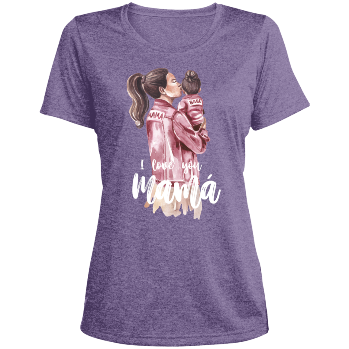 I LOVE YOU MOMMA Heather Scoop Neck Performance Tee (Girl)