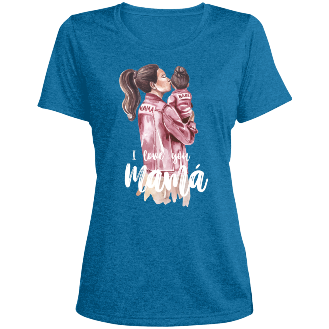 I LOVE YOU MOMMA Heather Scoop Neck Performance Tee (Girl)