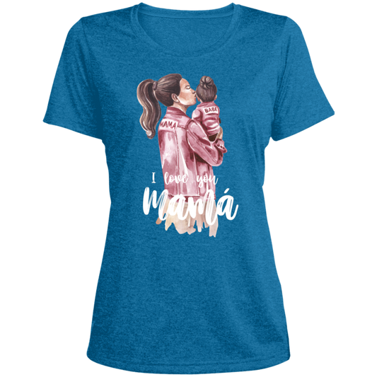I LOVE YOU MOMMA Heather Scoop Neck Performance Tee (Girl)