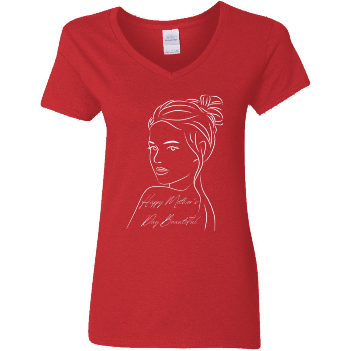 HAPPY MOTHER'S DAY BEAUTIFUL 5.3 oz. V-Neck T-Shirt