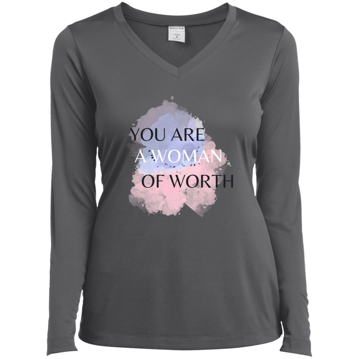 WOMAN OF WORTH Long Sleeve Performance V-Neck Tee
