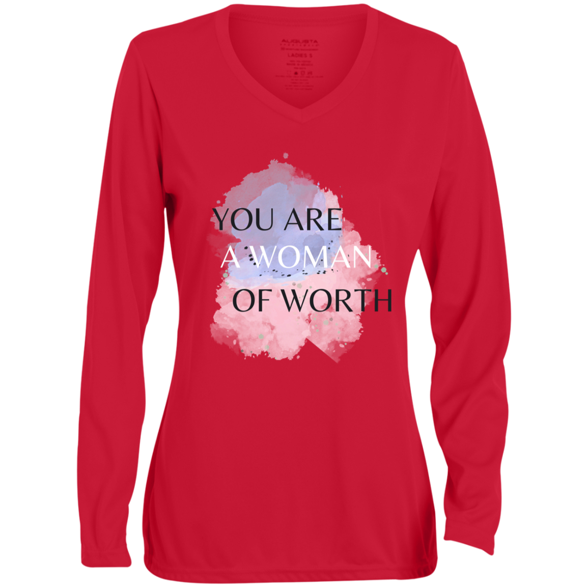 WOMAN OF WORTH Moisture-Wicking Long Sleeve V-Neck Tee