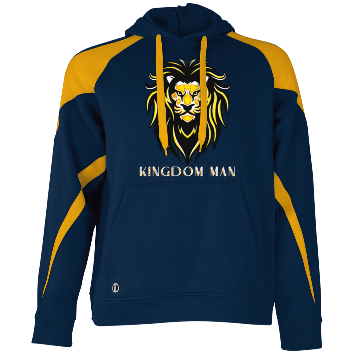 KINGDOM MAN Athletic Color Block Fleece Hoodie (White Logo Accent)