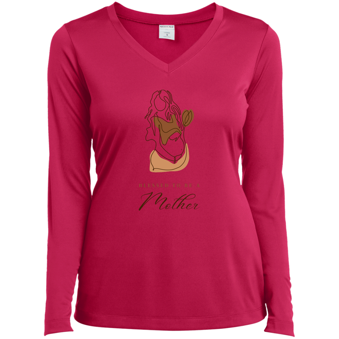 BLESSED TO BE A MOTHER Long Sleeve Performance V-Neck Tee