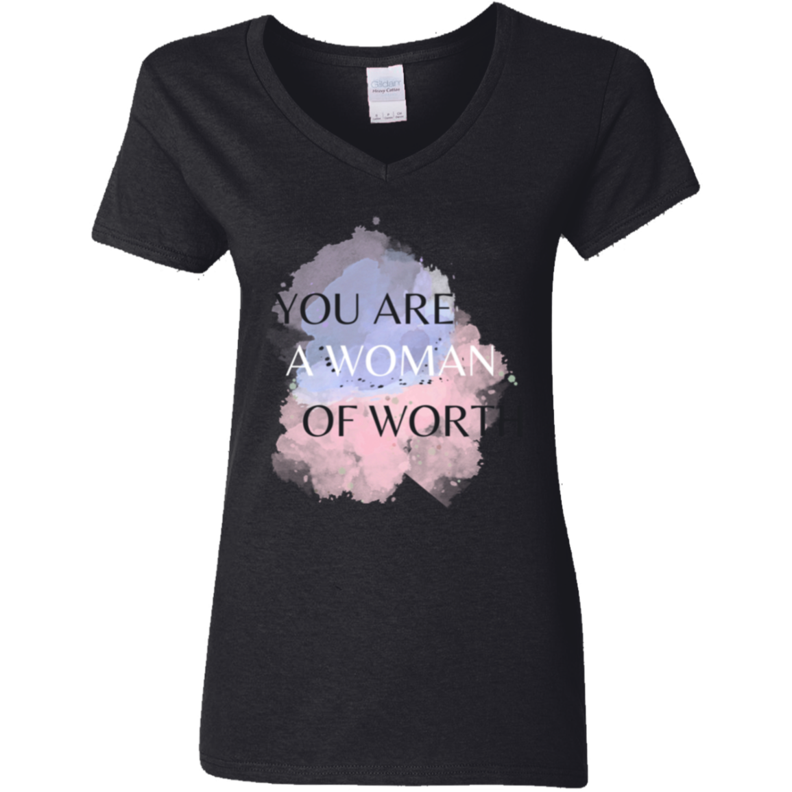 WOMAN OF WORTH 5.3 oz. V-Neck T-Shirt