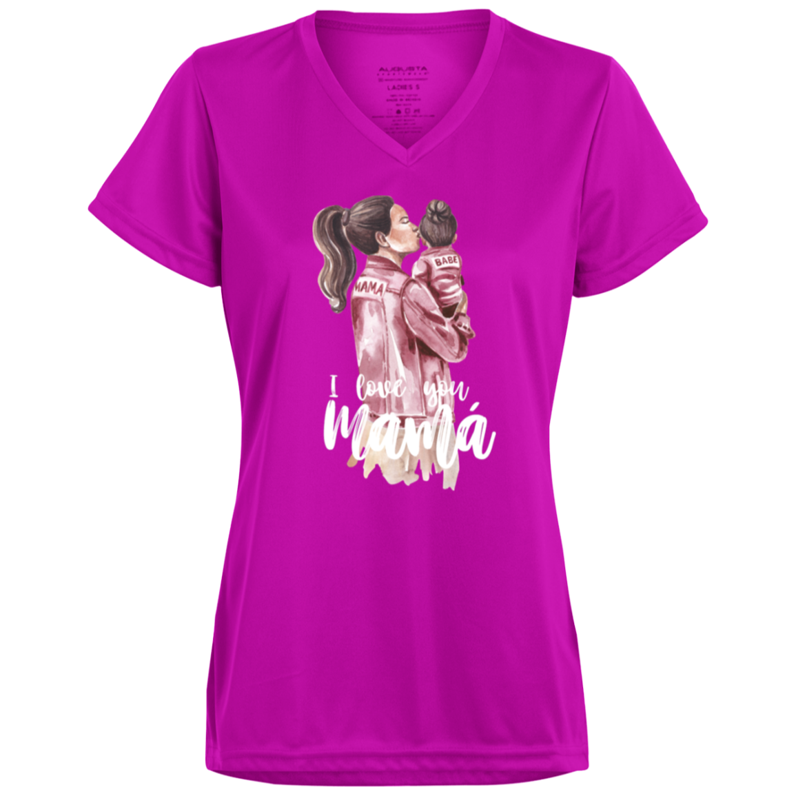 I LOVE YOU MOMMA Moisture-Wicking V-Neck Tee (Girl)