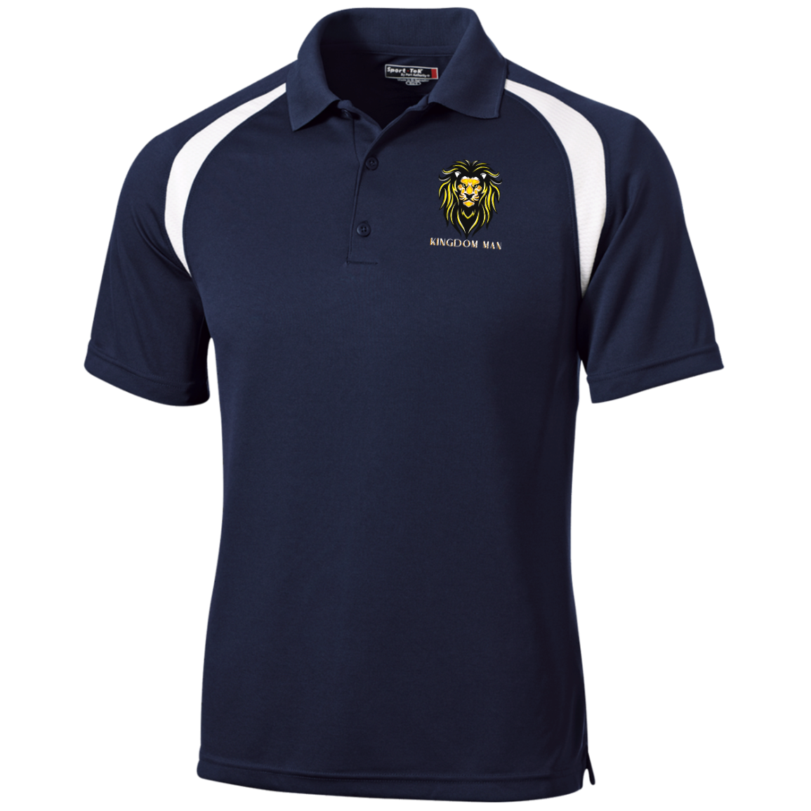 KINGDOM MAN Moisture-Wicking Tag-Free Golf Shirt (White Logo Accent)