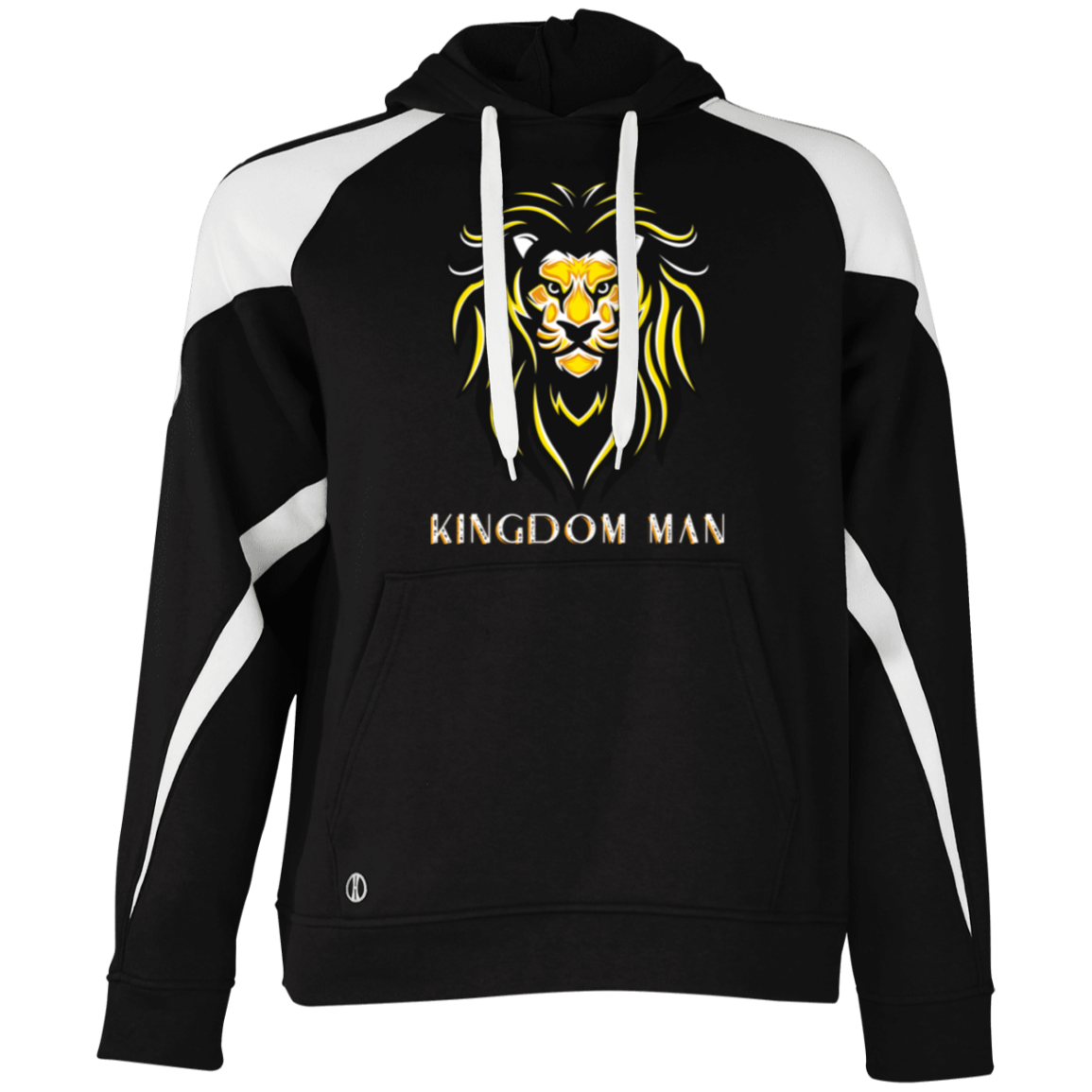 KINGDOM MAN Athletic Color Block Fleece Hoodie (White Logo Accent)