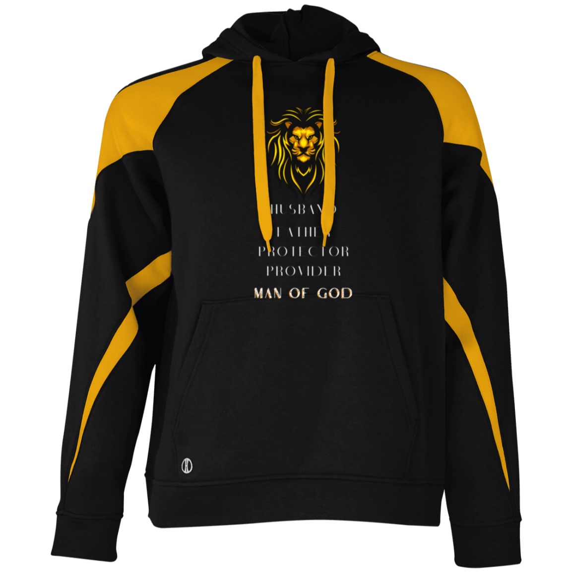 MAN OF GOD Athletic Color Block Fleece Hoodie (White Wording)