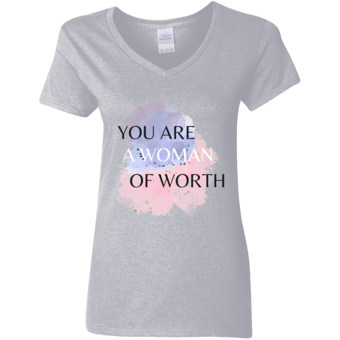 WOMAN OF WORTH 5.3 oz. V-Neck T-Shirt