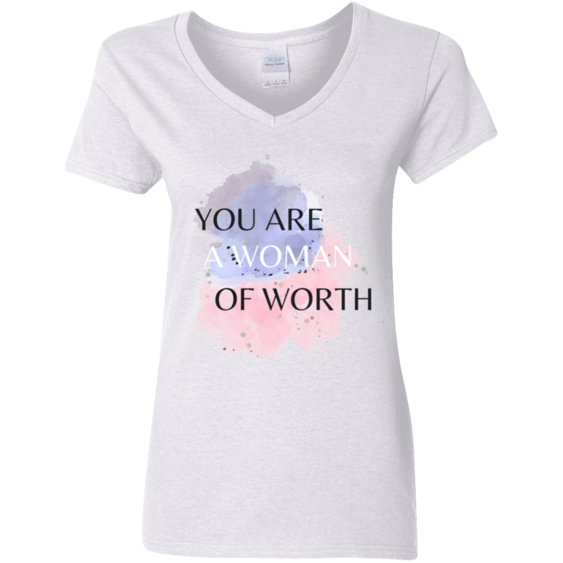 WOMAN OF WORTH 5.3 oz. V-Neck T-Shirt
