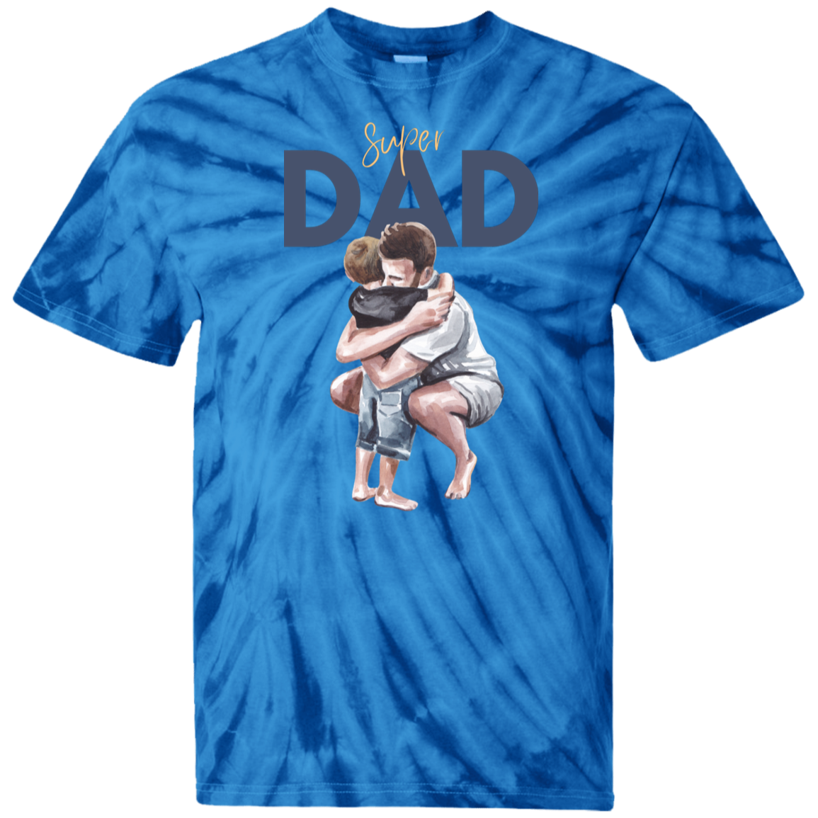 Super Dad Hugging 100% Cotton Tie Dye T-Shirt