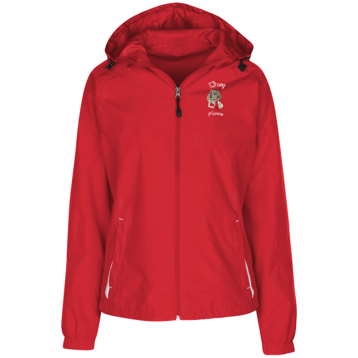 STRONG MOMMA Jersey-Lined Hooded Windbreaker