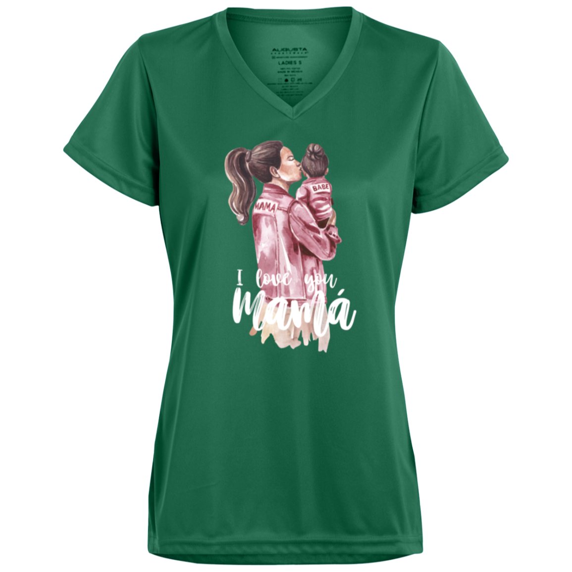 I LOVE YOU MOMMA Moisture-Wicking V-Neck Tee (Girl)