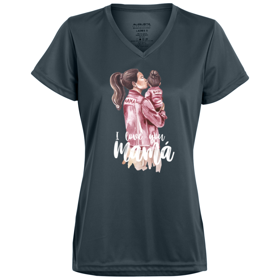 I LOVE YOU MOMMA Moisture-Wicking V-Neck Tee (Girl)