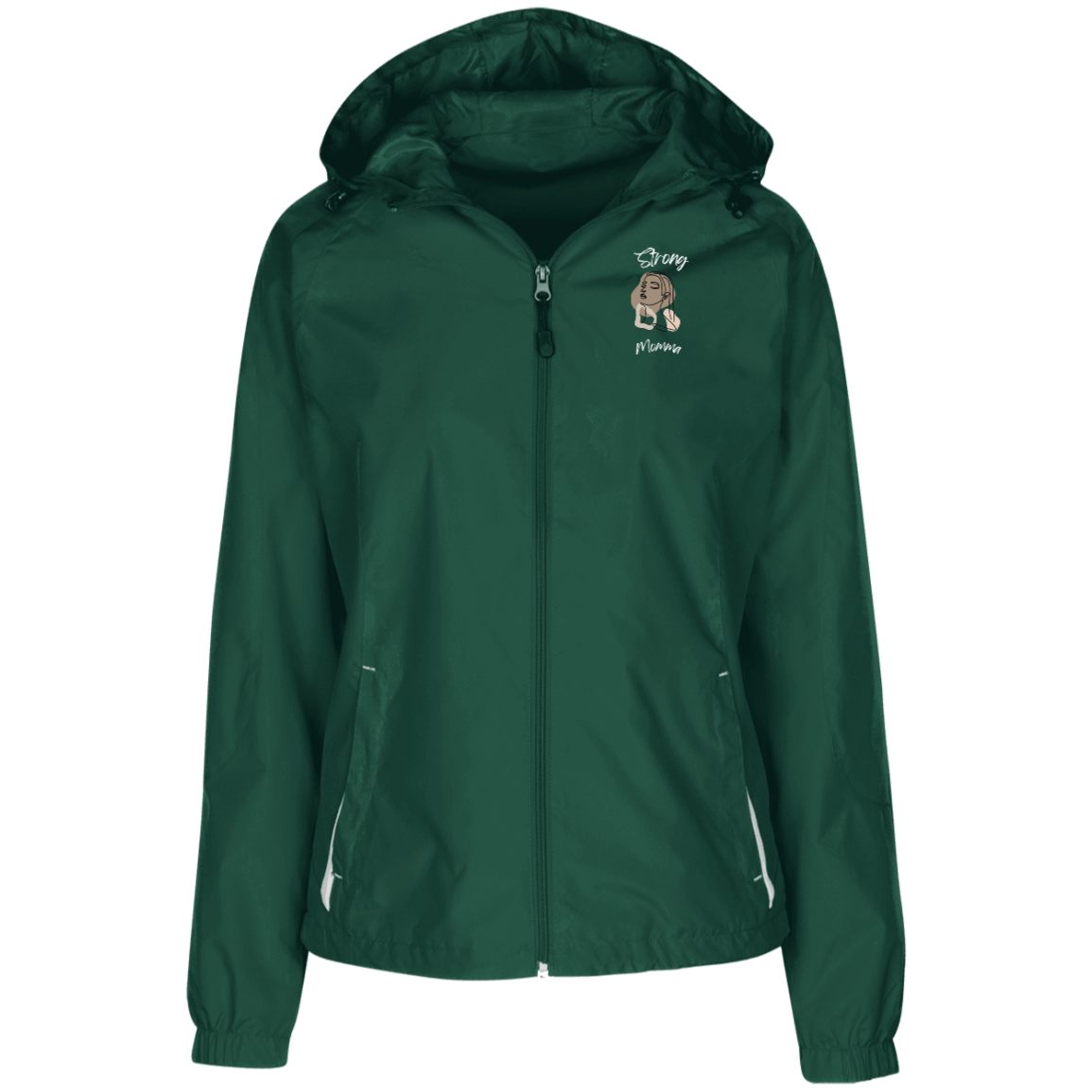 STRONG MOMMA Jersey-Lined Hooded Windbreaker