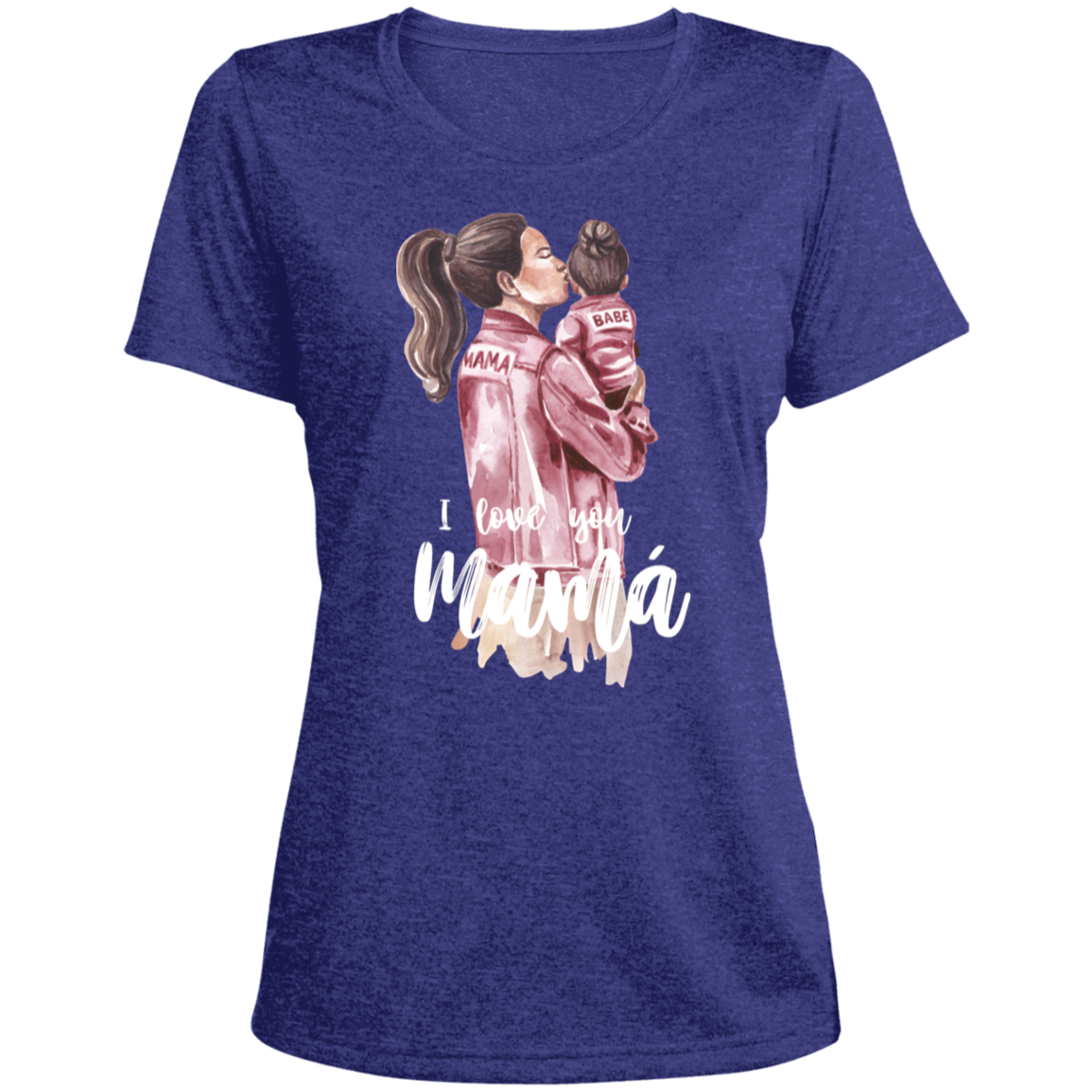 I LOVE YOU MOMMA Heather Scoop Neck Performance Tee (Girl)