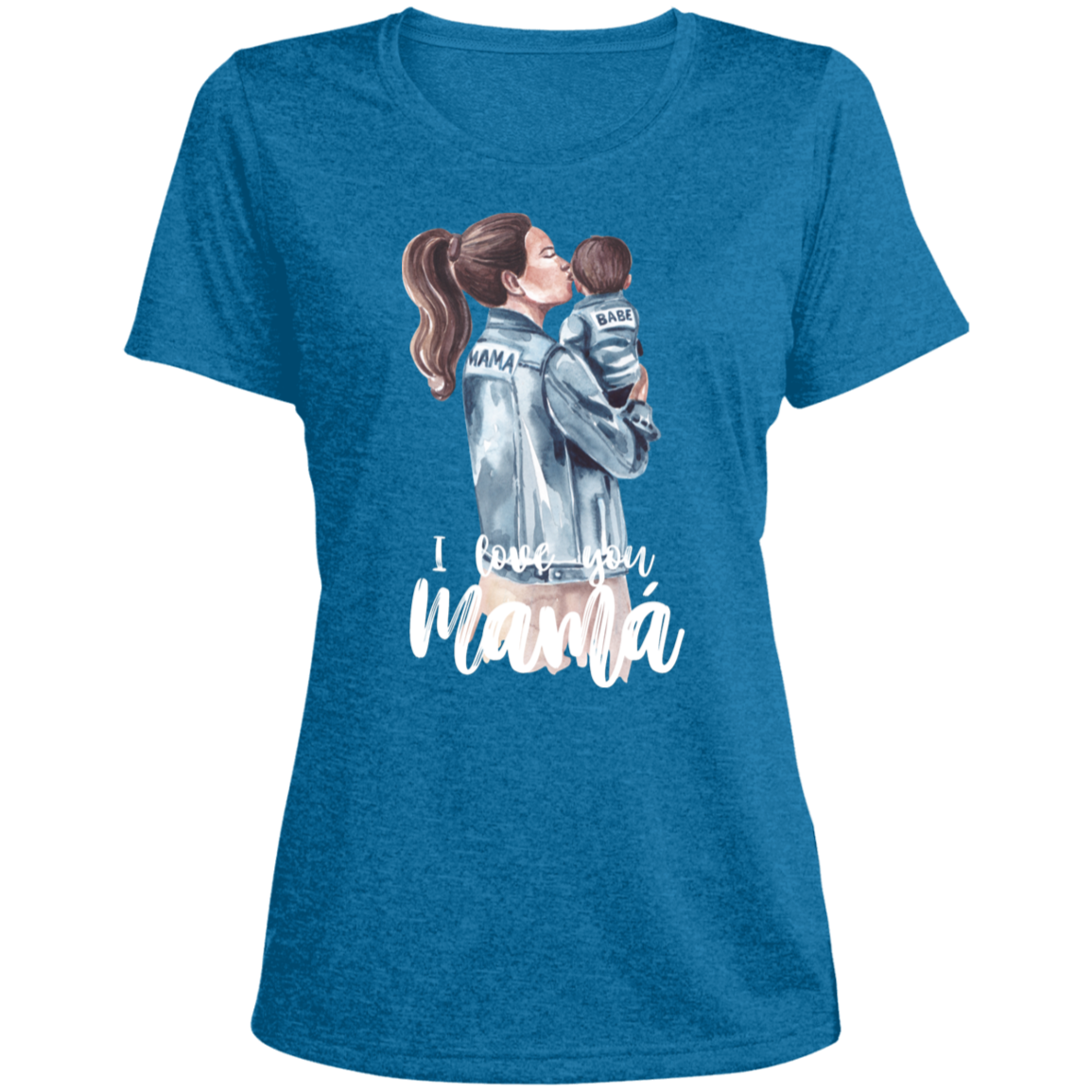 I LOVE YOU MOMMA Heather Scoop Neck Performance Tee (Boy)
